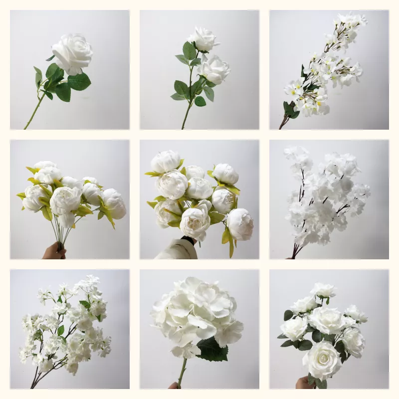 Faux white hydrangea stem for home and event decoration